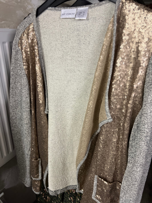 Amy Vermont Cardigan Grau und Gold Größe: XL