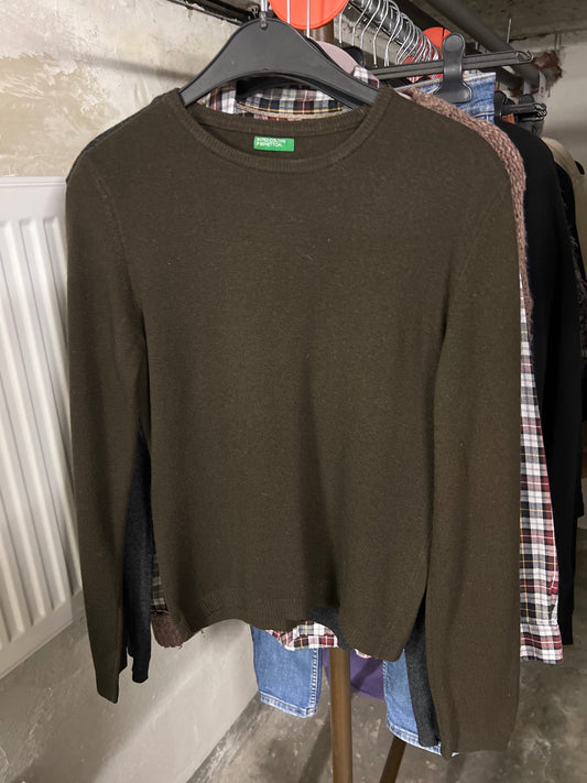 Benetton Pullover Olivgrün Größe: S