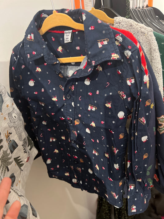 dopodopo Weihnachtshemd Blau Größe: 104