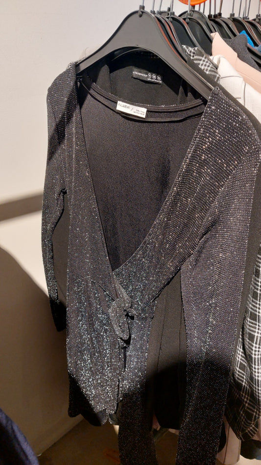 Pull&Bear Oberteil Schwarz mit Glitzer Größe: S