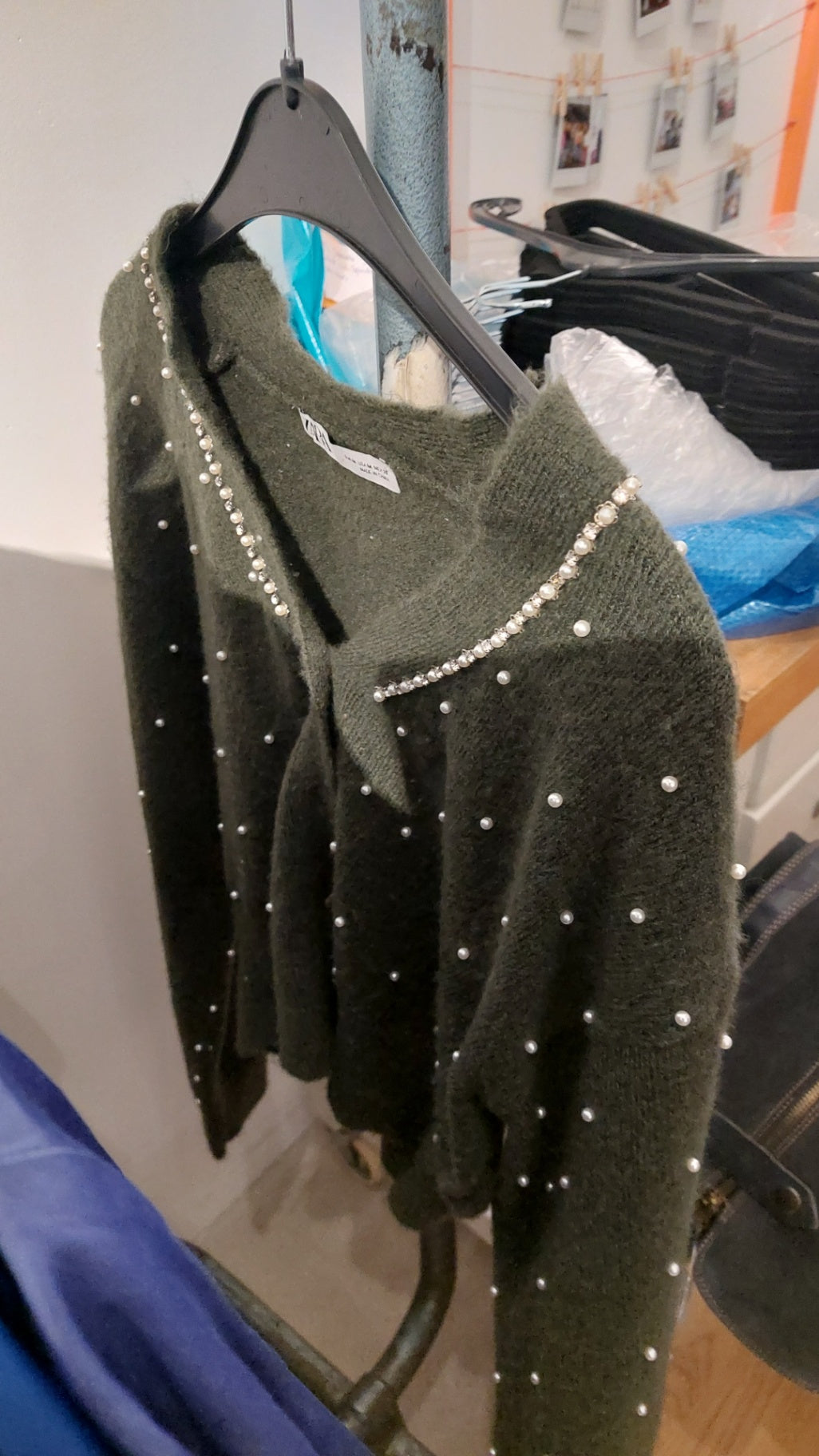 LOCH! Entsorgt! ZARA Strickjacke Olivgrün Größe: M