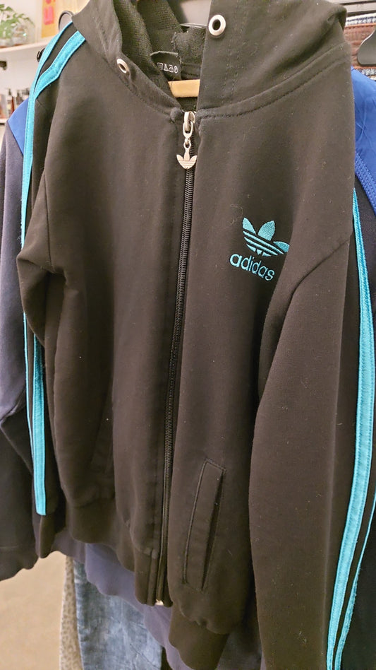 Adidas Kapuzenjacke Schwarz/Türkis Größe: 146/152