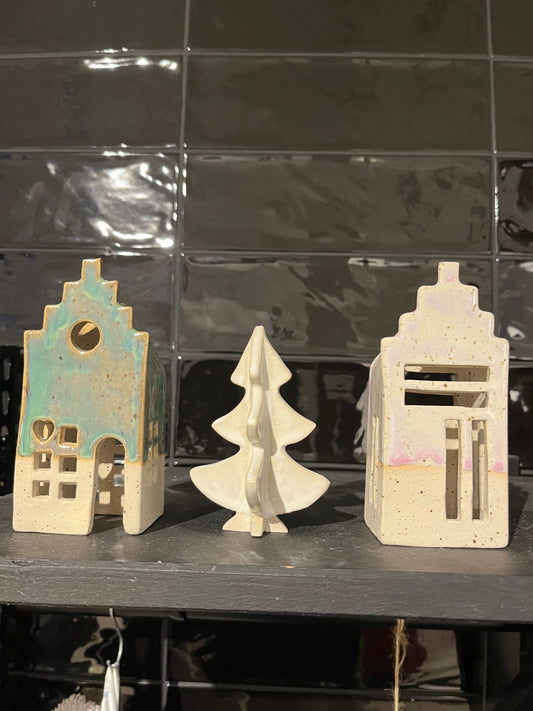 TK Töpferzeug Lichterhaus klein eckig Mehrfarbig Größe: