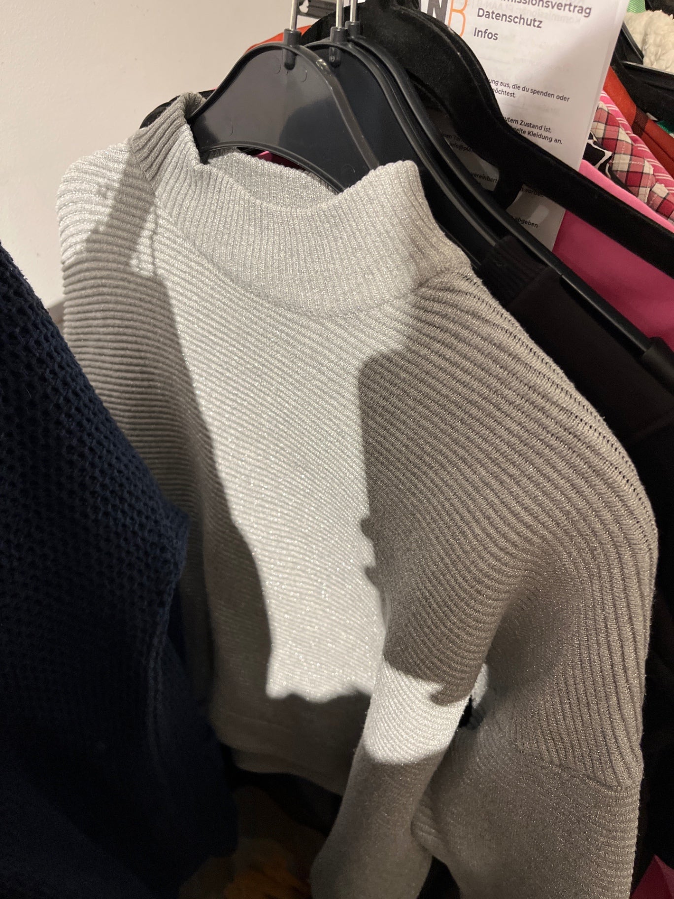 Divided Pullover Grau Glitzer Größe: S