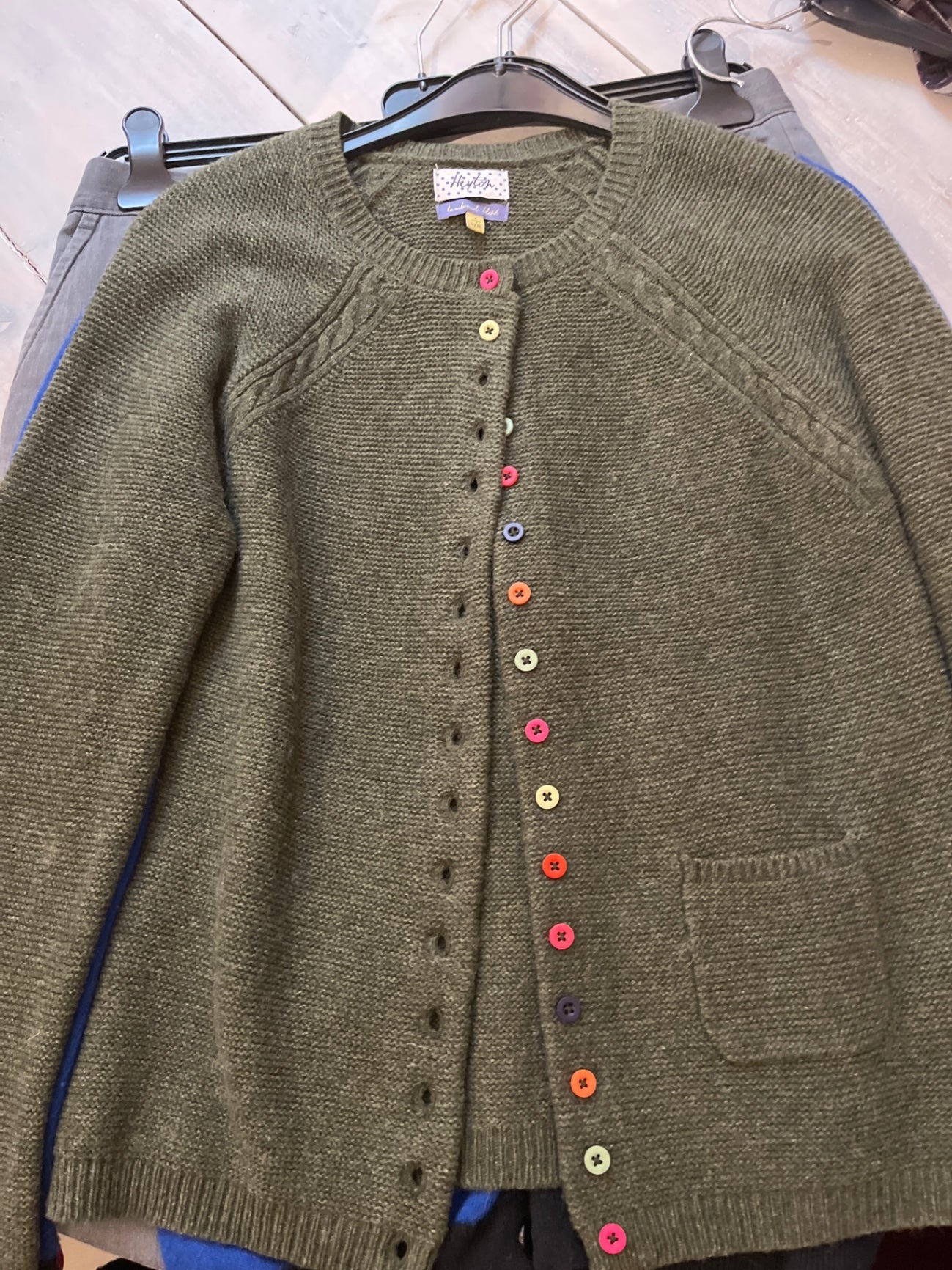 Heyton Strickjacke Olivgrün Größe: S