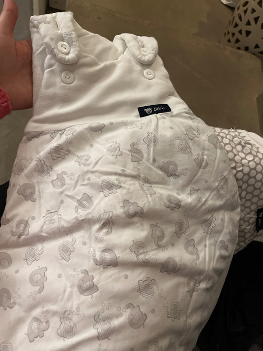 Alvi Baby-Schlafsack Weiß Elefanten Größe: