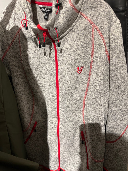 Ulla Popken Fleecejacke Grau, rot Größe: 50/52