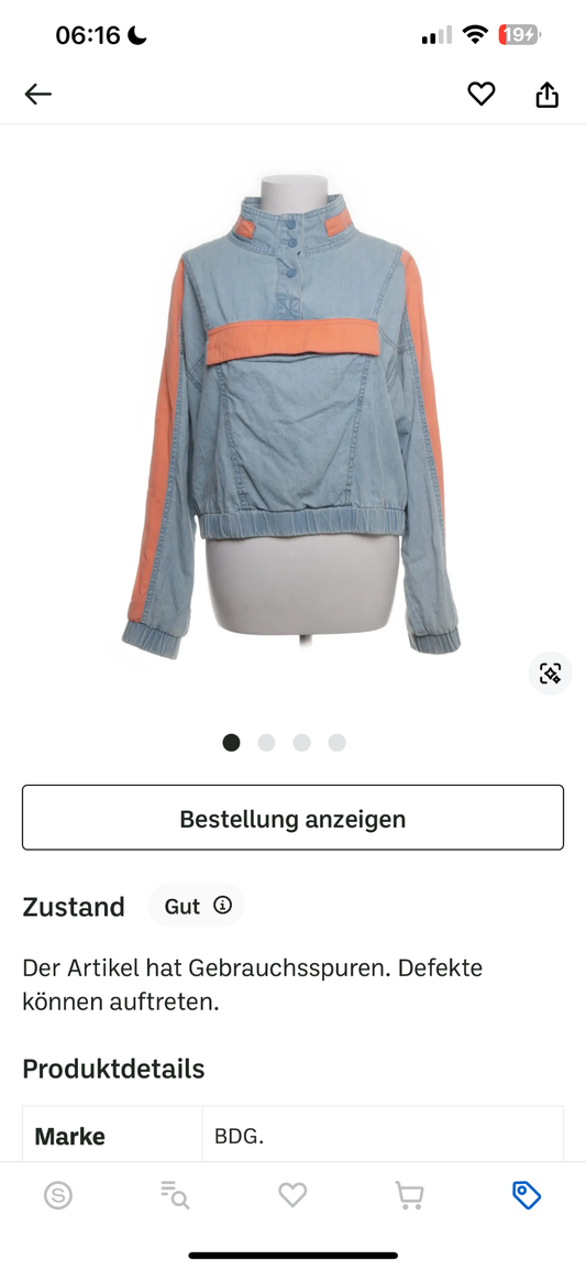 BDG Anorak Blau Orange Größe: M