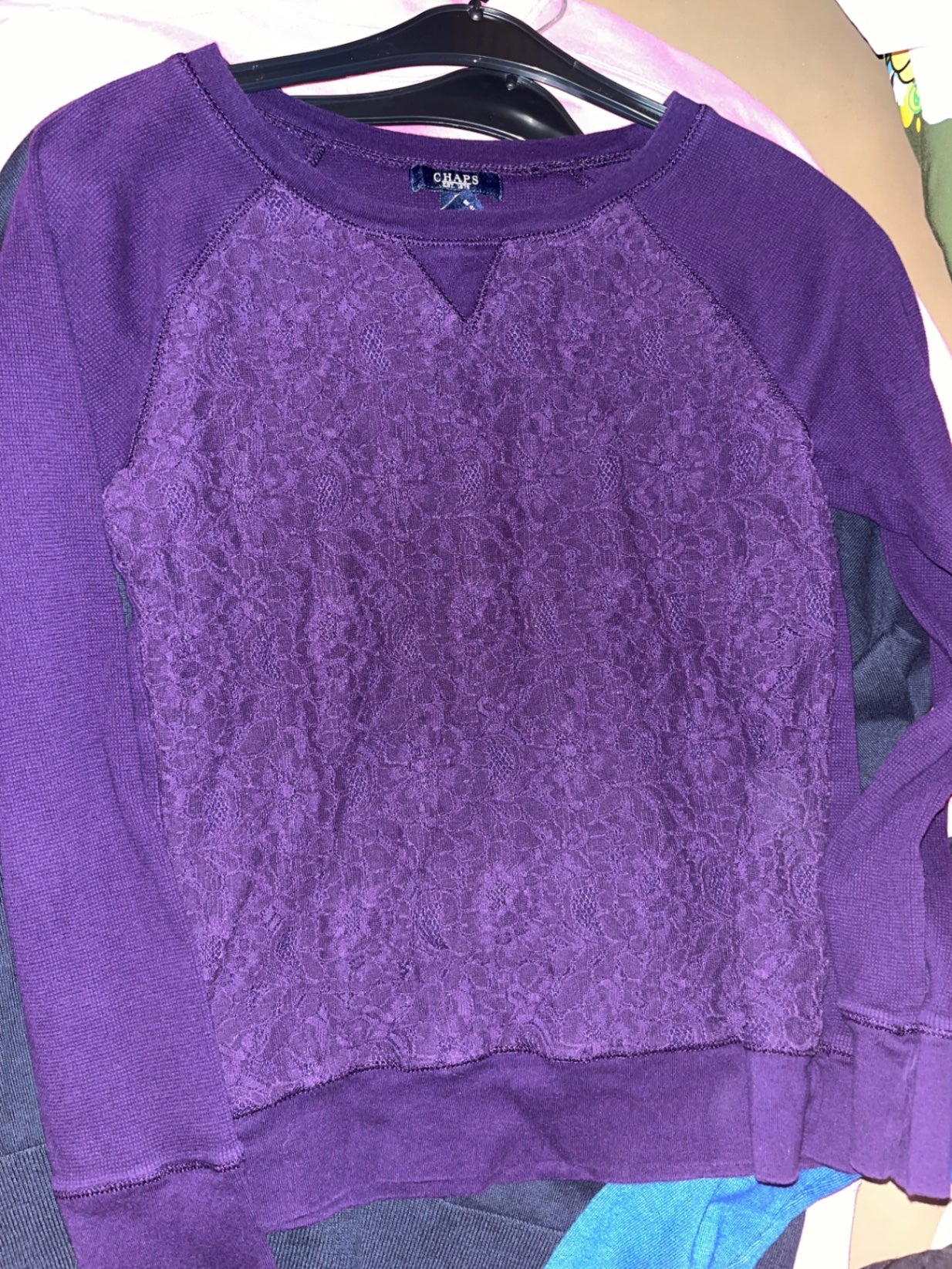Chaps Pullover Lila Spitze Größe: M