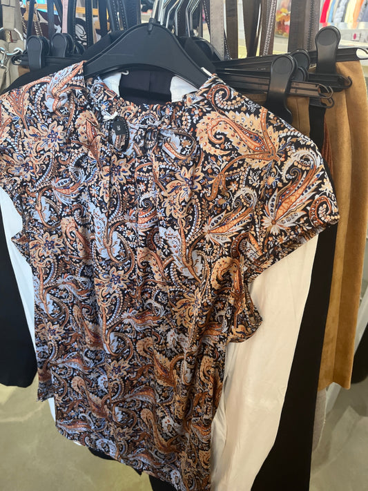 Comma Bluse Mehrfarbig Erdtöne Größe: 38