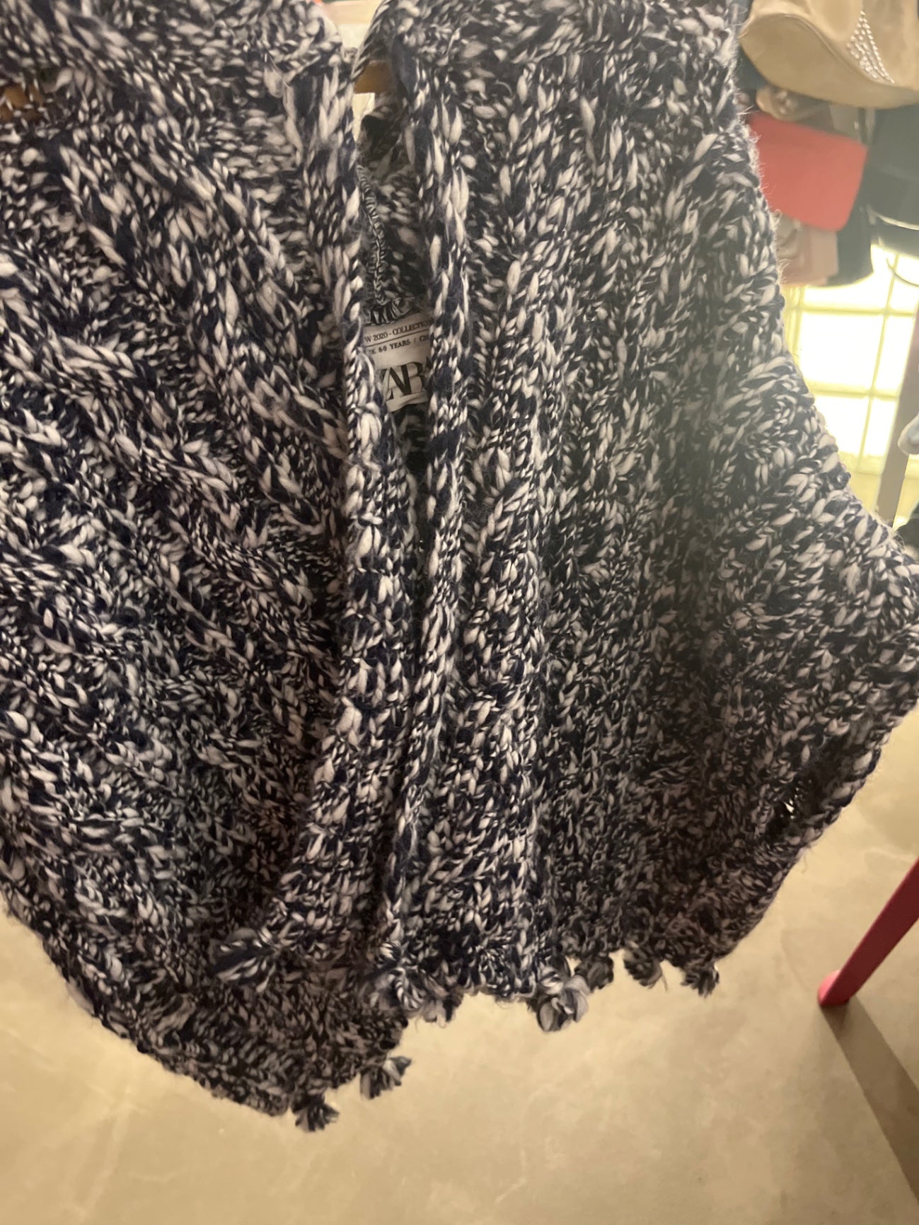 Zara Poncho Blau,Weiß Größe: 130