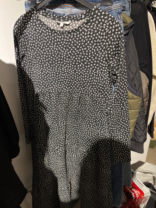Clockhouse Kleid Schwarz weiß Blümchen Größe: S