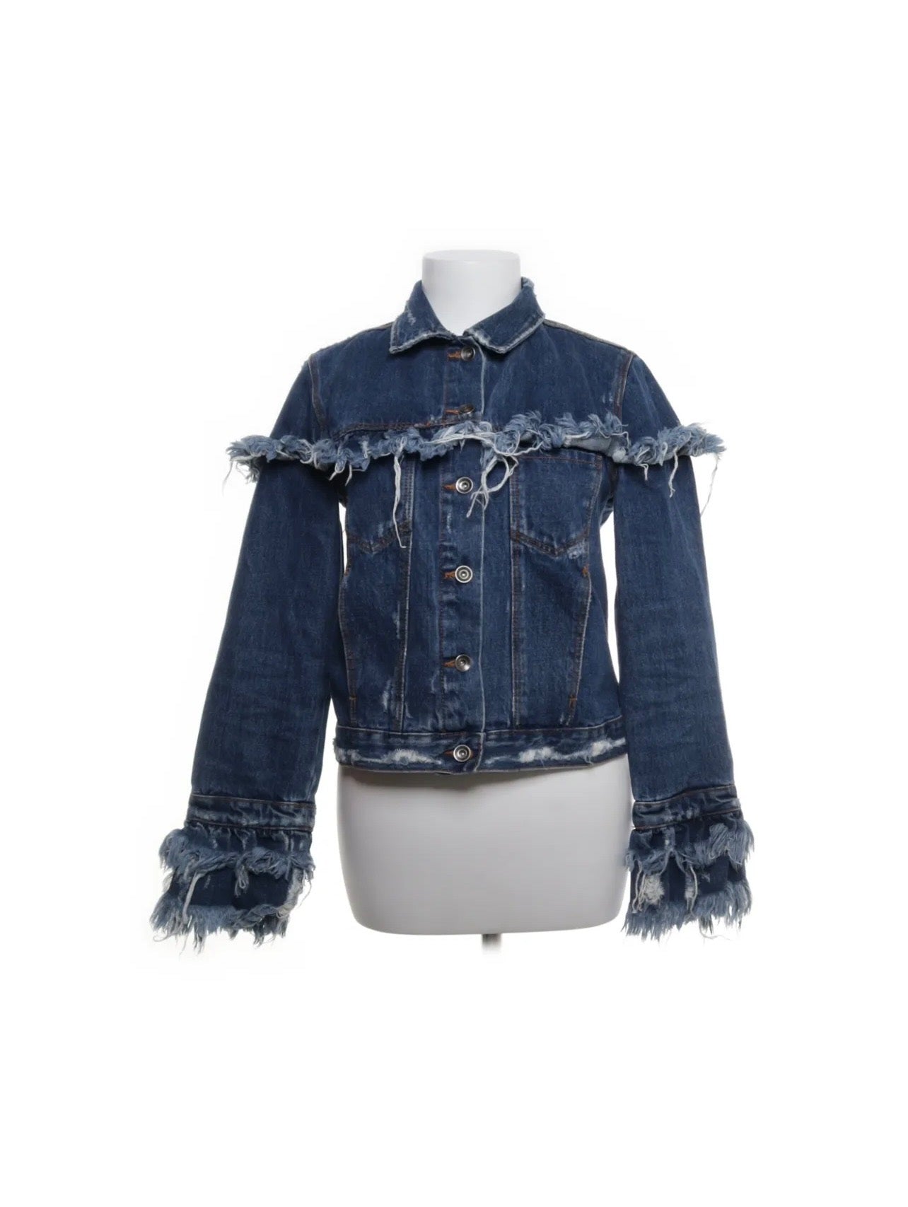 Zara Jeansjacke Dunkelblau Größe: M