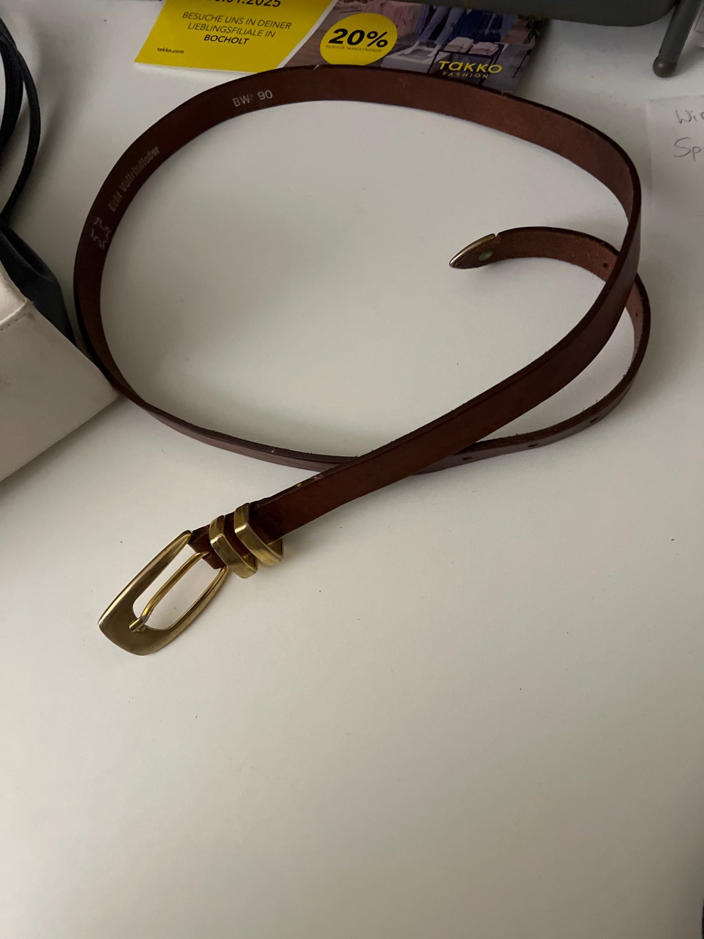 Echtleder Gürtel braun mit Gold