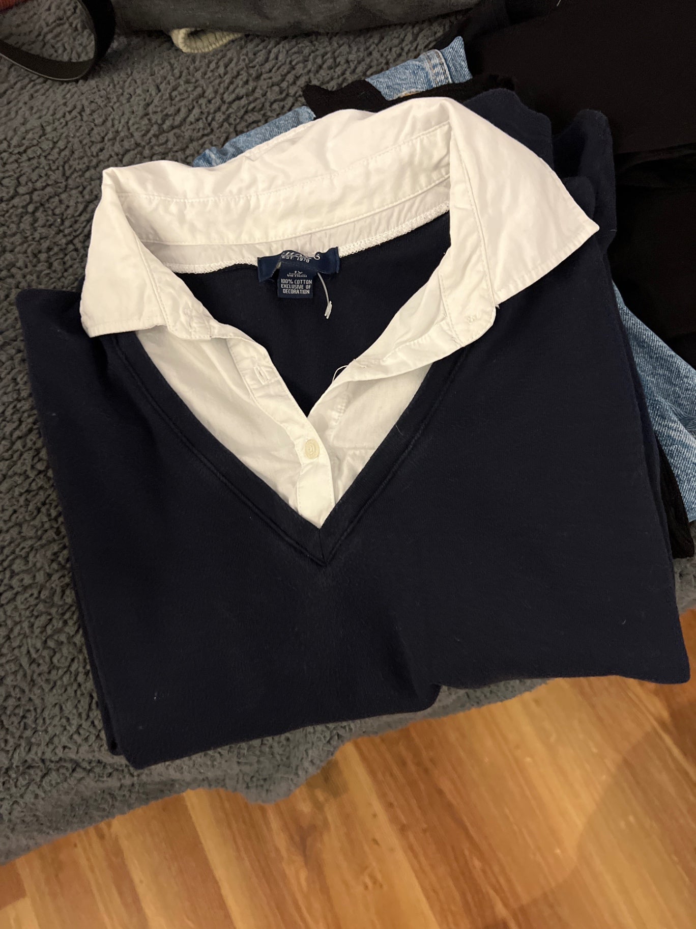 Chaps Pullover mit Hemdkragen Größe: M