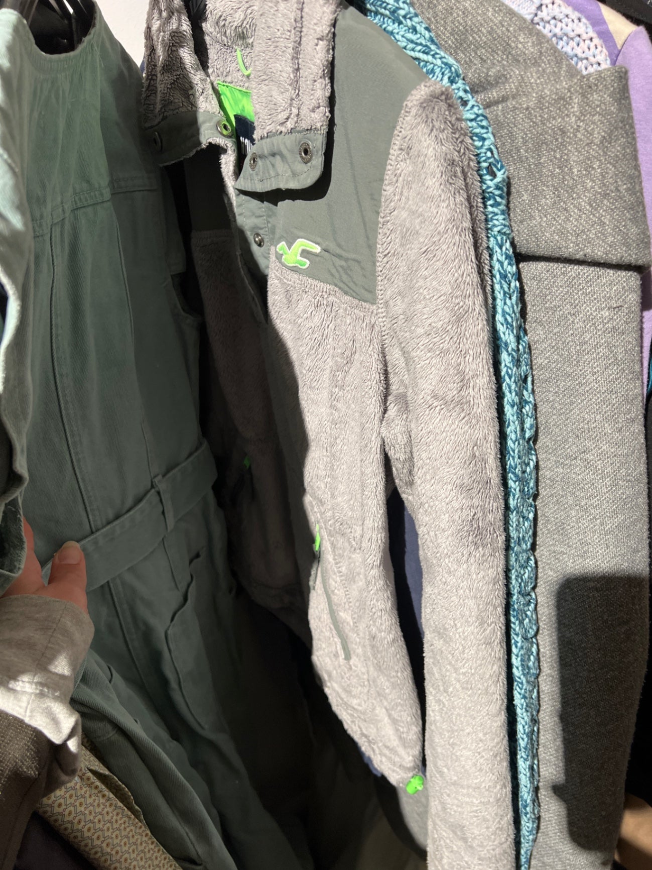 Hollister Fleecejacke Grau Grün Größe: XS