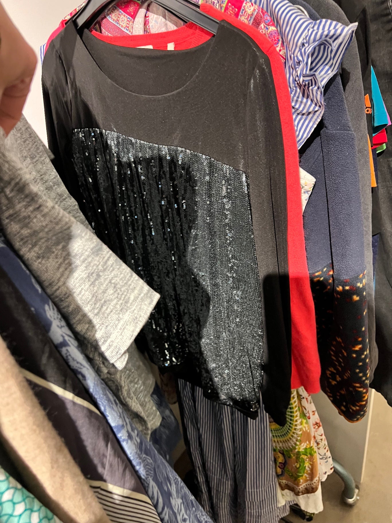 Pailletten Shirt Schwarz Größe: S