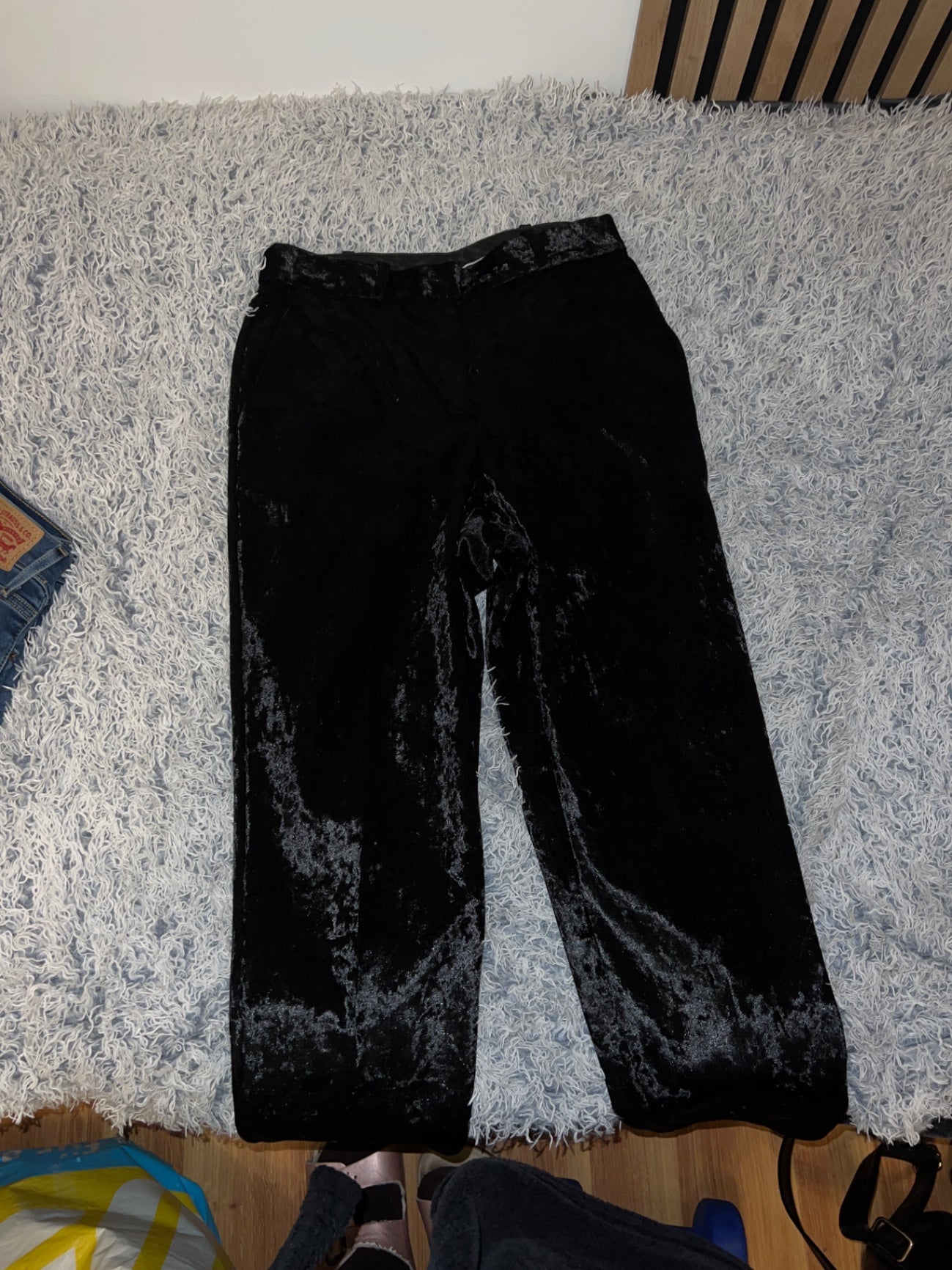Topshop Samt Hose Schwarz Größe: 38