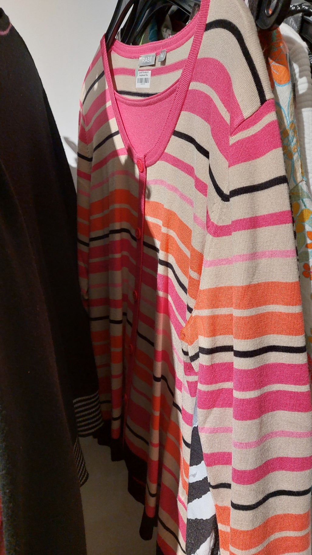 Rabe Langarmshirt Beige/Pink Größe: 44