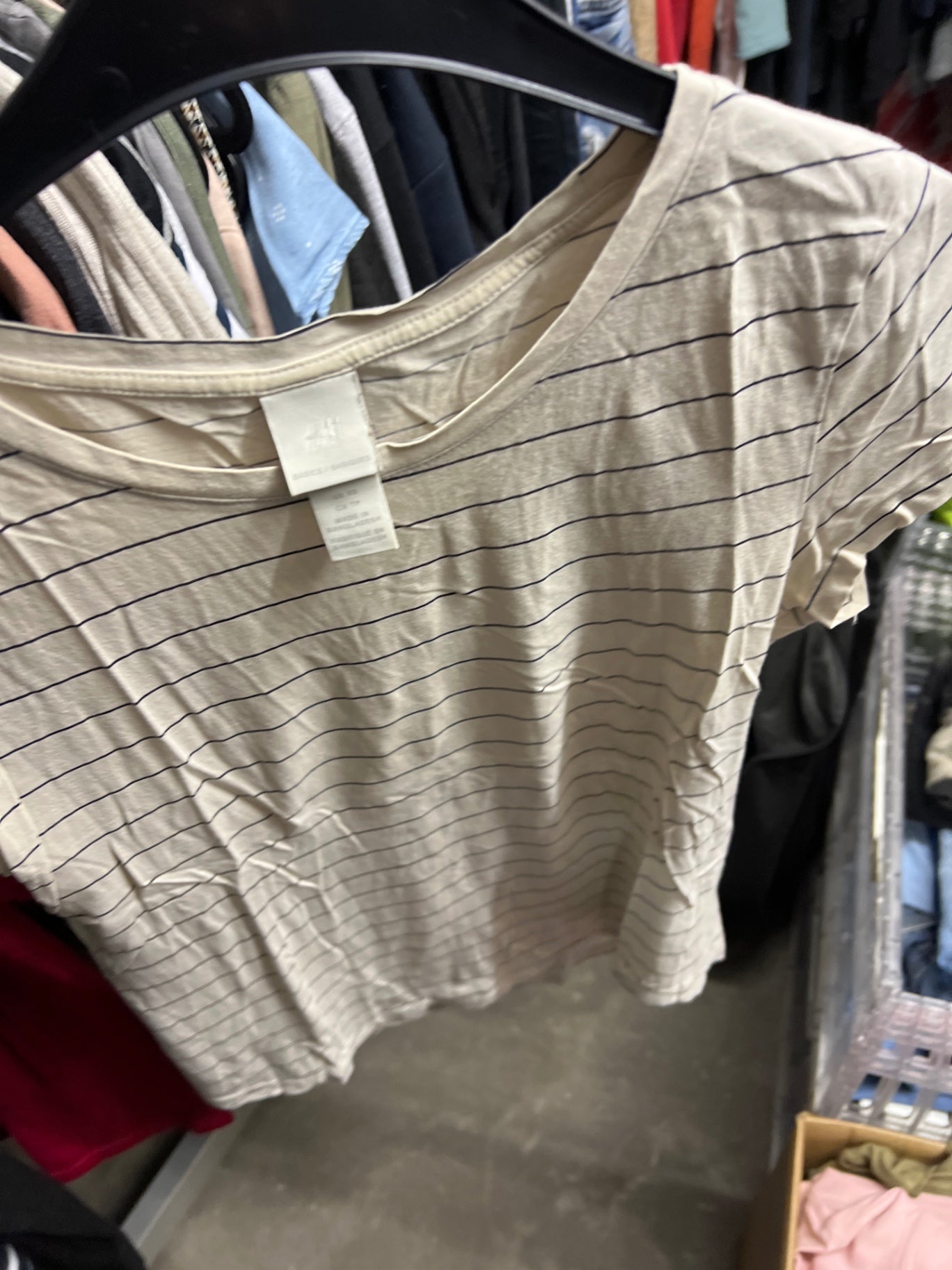 H&M T-Shirt Beige mit Streifen Größe: XS