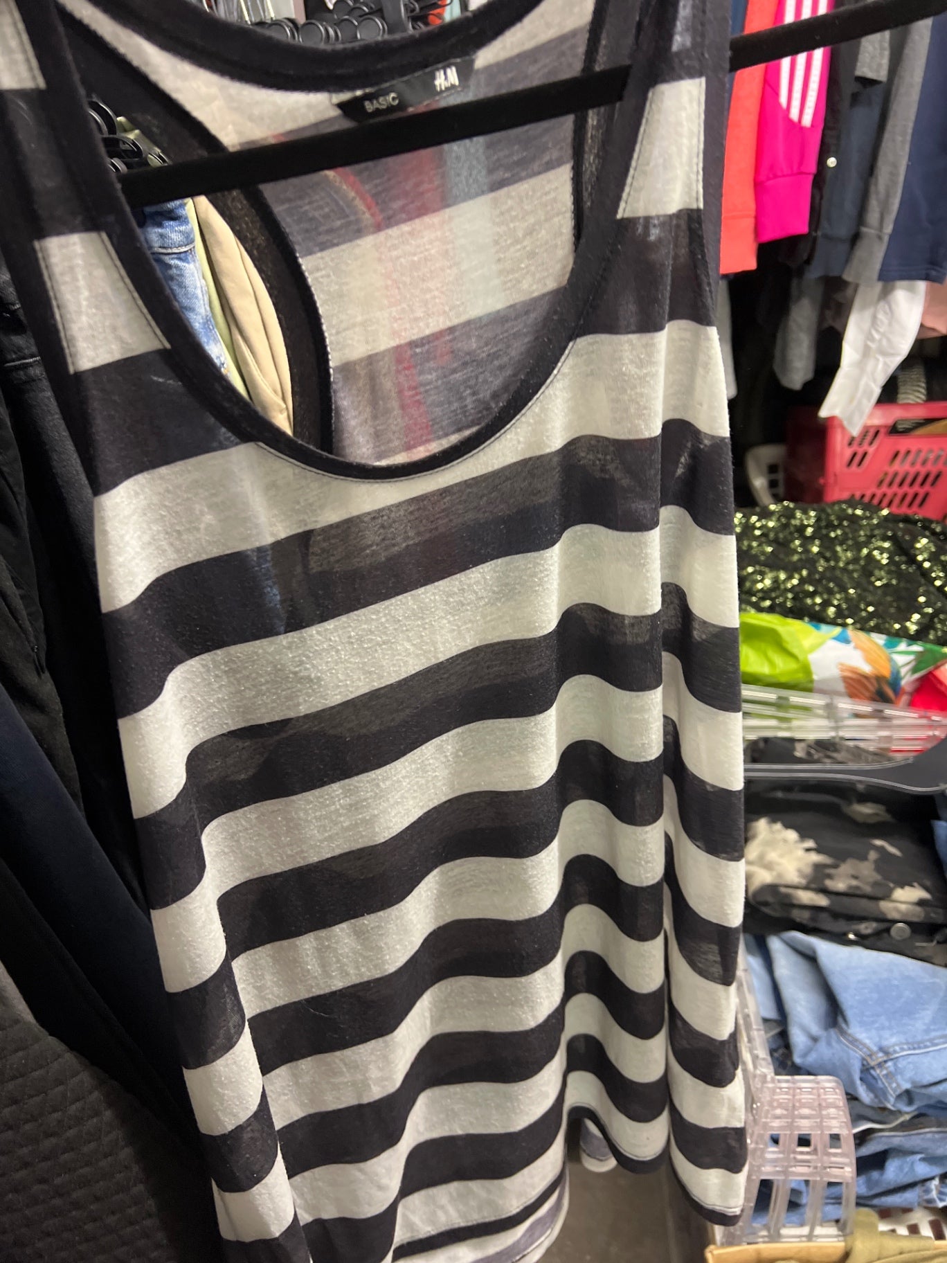 H&M Tanktop Schwarz und Weiß Größe: M