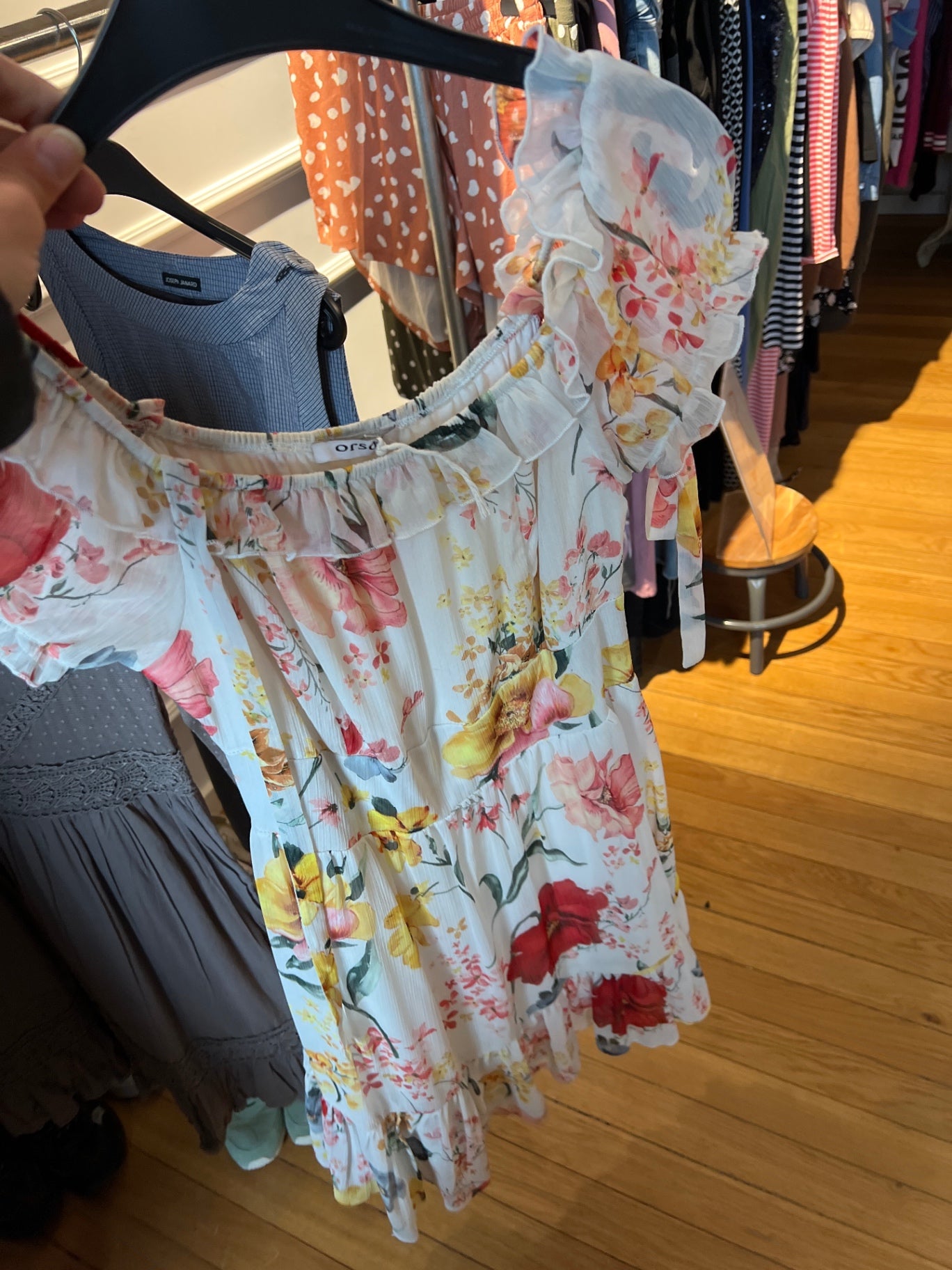 Orsay Kleid Weiß mit bunten Blumen Größe: S