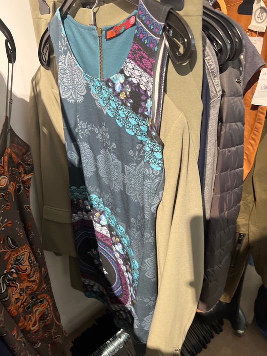 Desigual Kleid Blau mit buntem Muster Größe: S