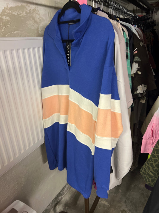 Boohoo Pullover Blau, Beige, Weiß Größe: L
