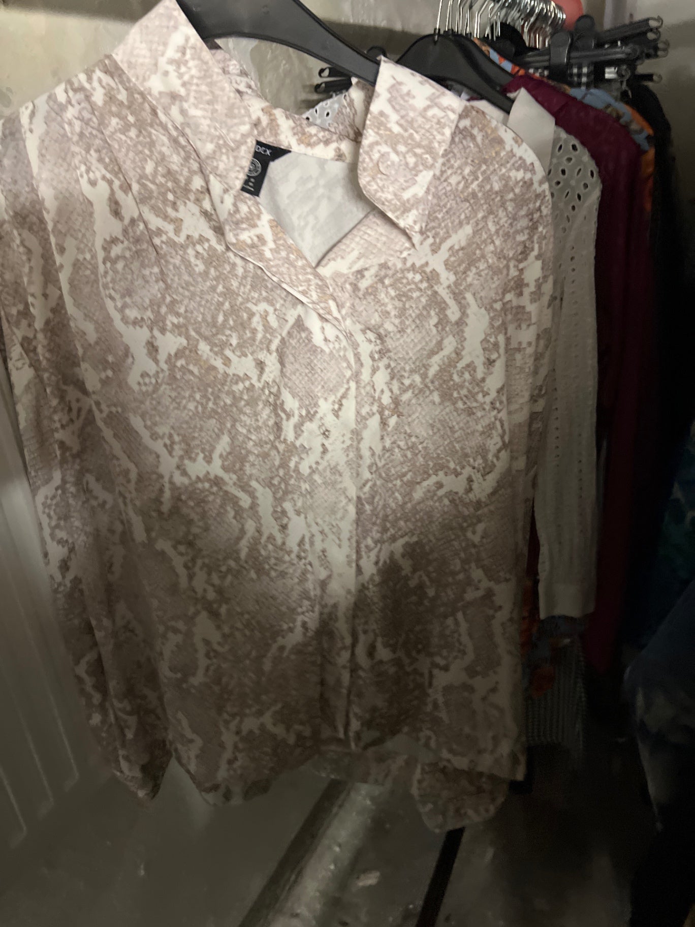 Lindexx Bluse Beige mit Muster Größe: M