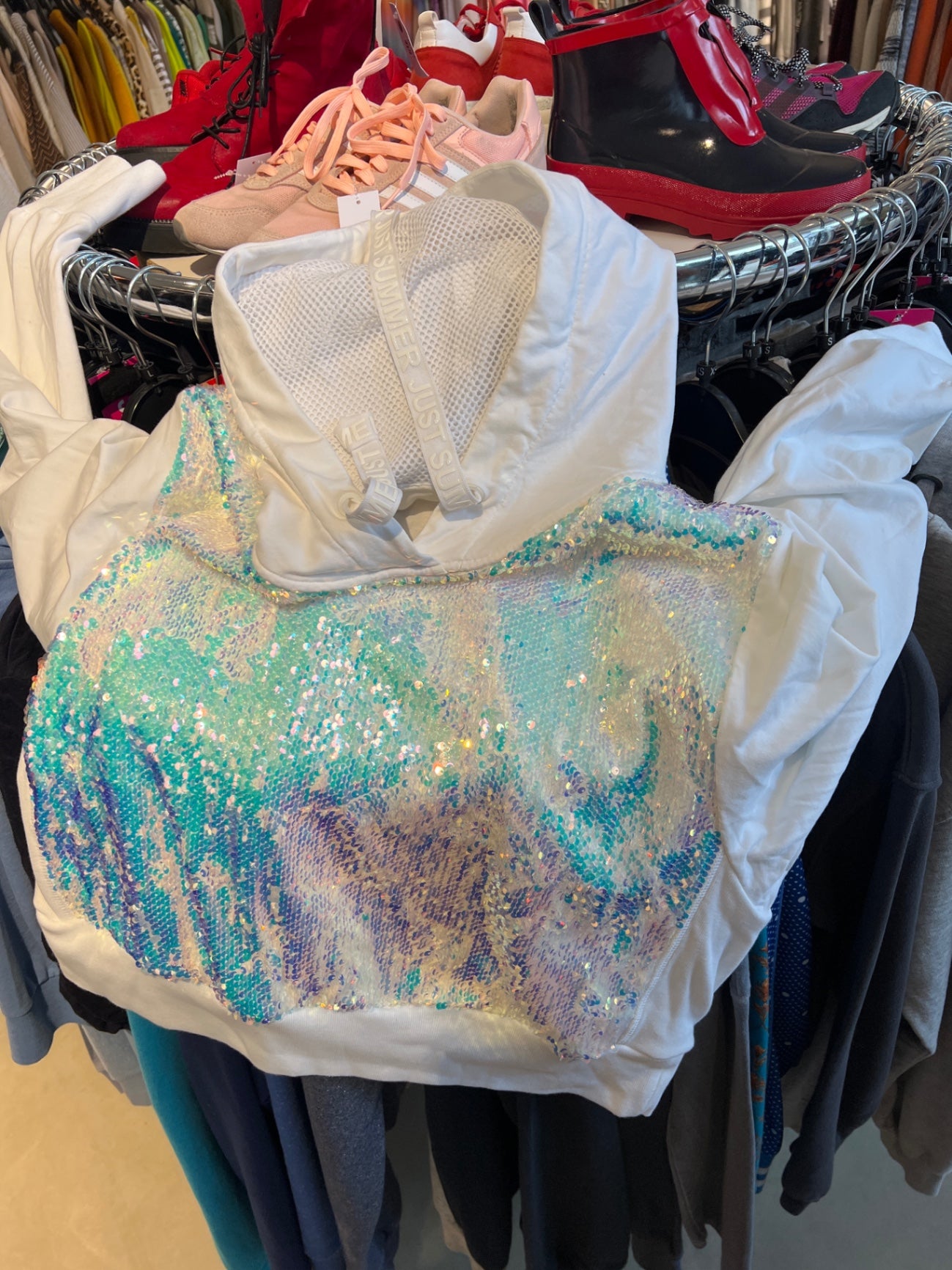 MarcCain Sports Hoodie Weiß Pailletten Größe: S