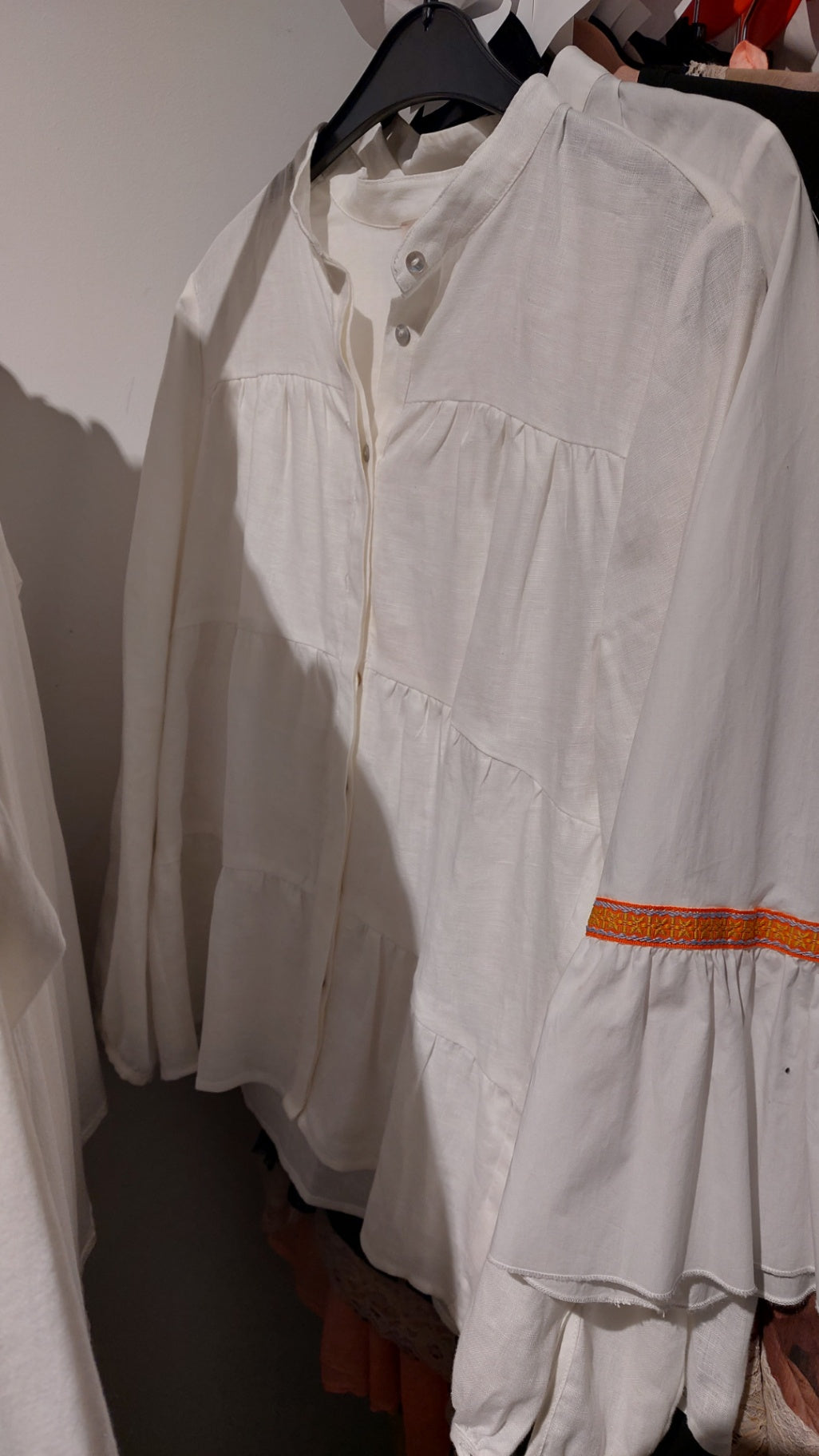 Mrs.&Hugs Bluse Weiß 100% Leinen Gr: S-M 