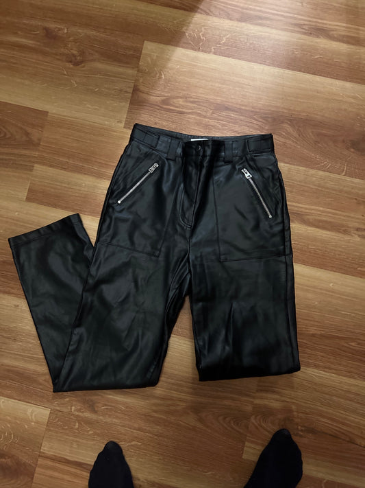 Topshop Kunstlederhose Schwarz Größe: 36