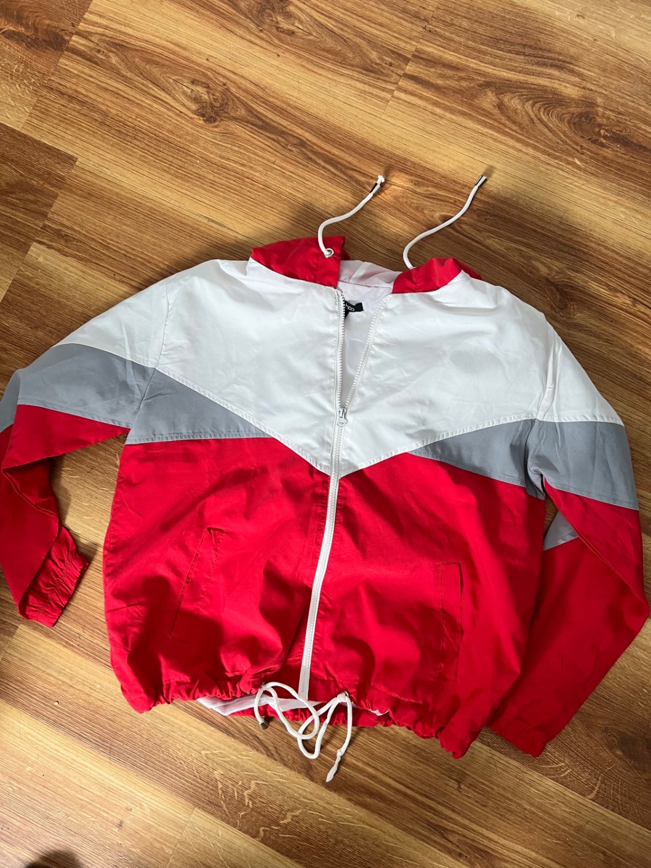 Boohoo Jacke Rot, Weiß Größe: S