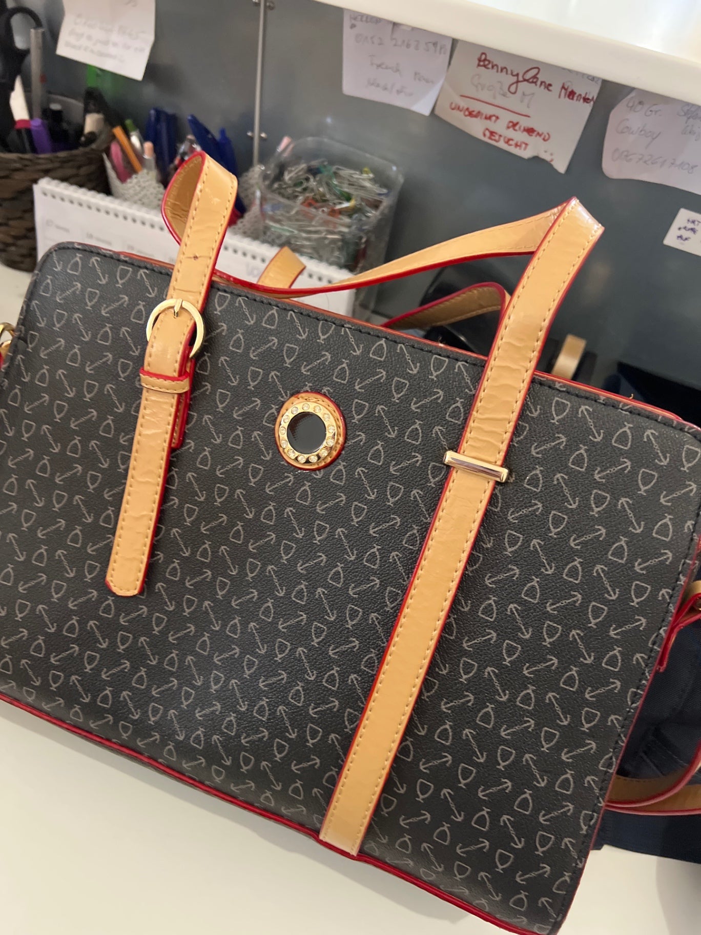Handtasche Schwarz und Beige 