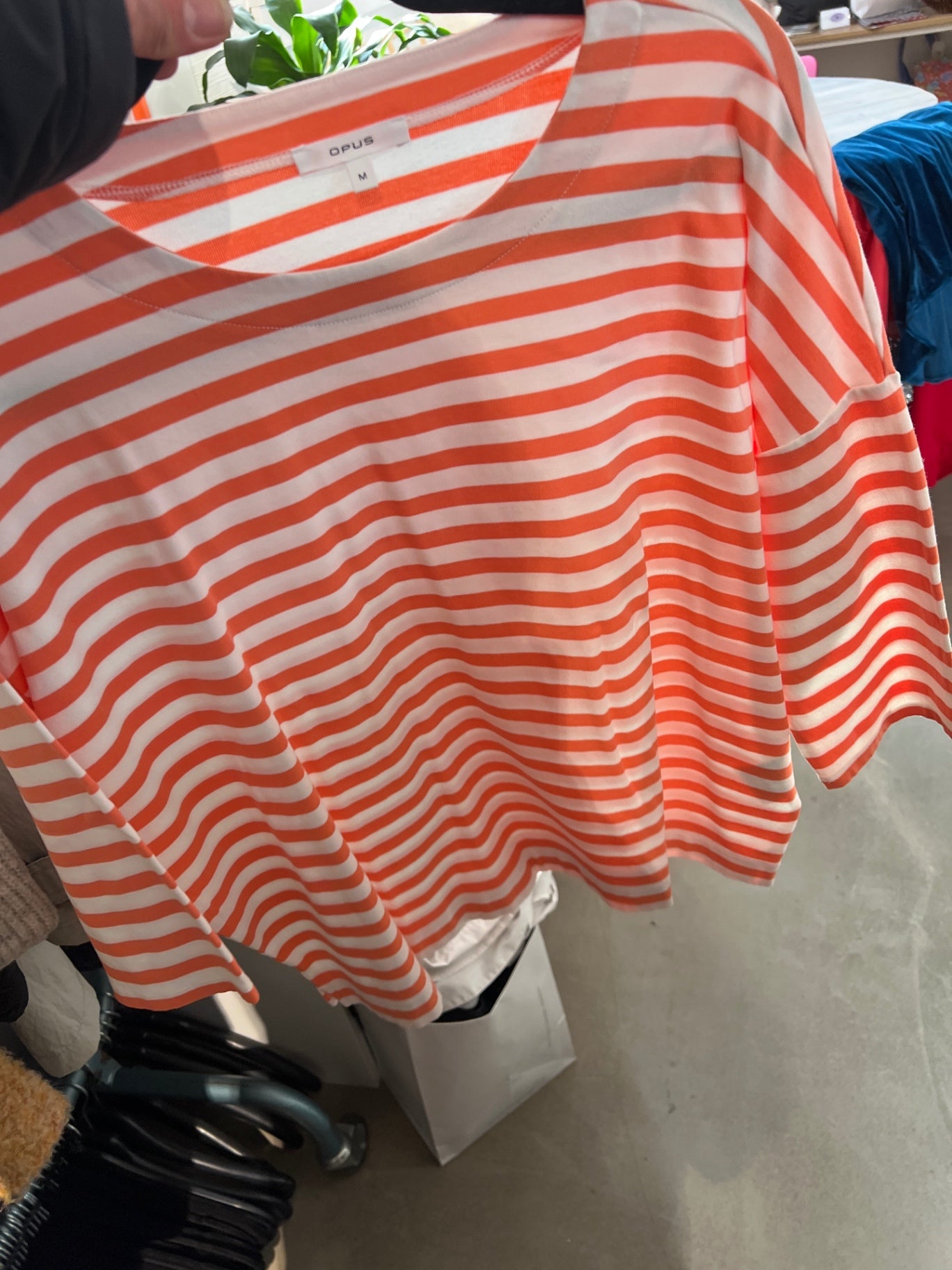 Opus T-Shirt Orange-Rot gestreift Größe: M