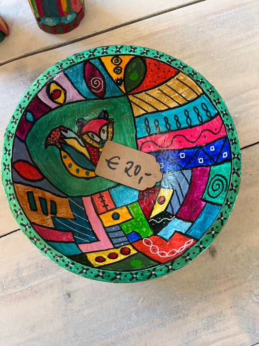 UPCYCLING Holzdeko Schale Bunt