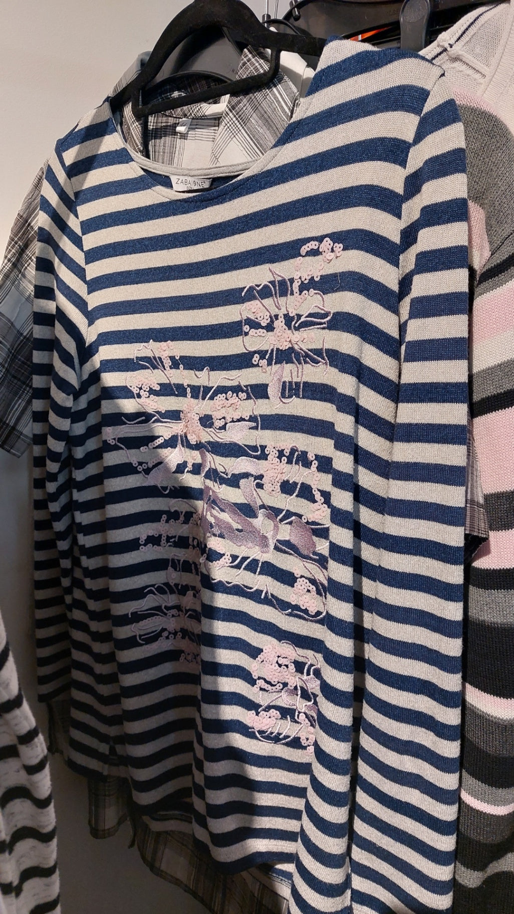 Zabaione Langarmshirt Blau/Grau Größe: L