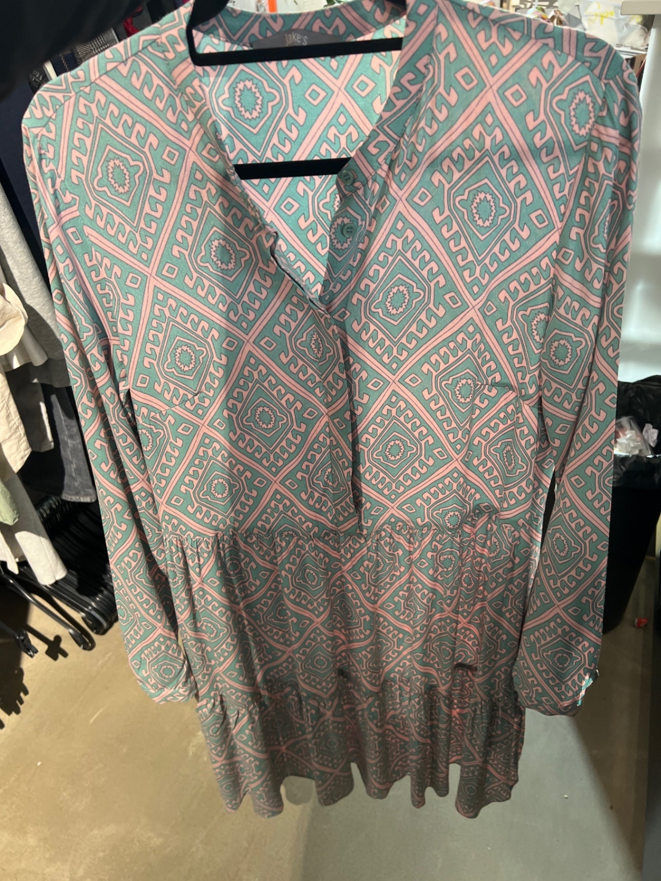 Jake*s Blusen Kleid Grün und Rosa Größe: XS