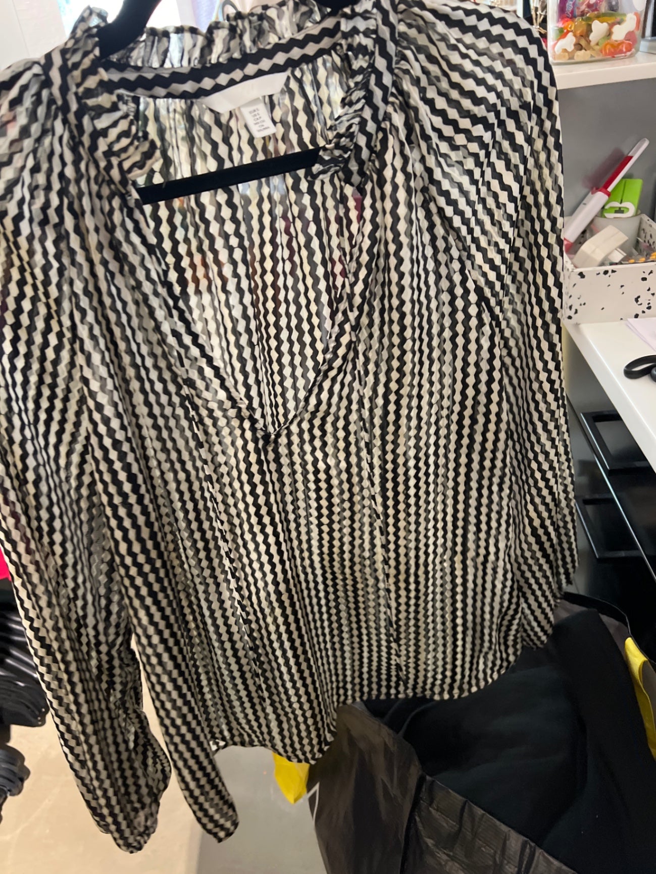 H&M Bluse Schwarz-weiß Größe: S