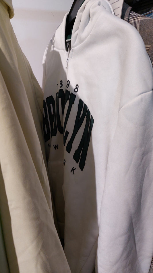 Shein Hoodie Weiß mit Grün Größe: M