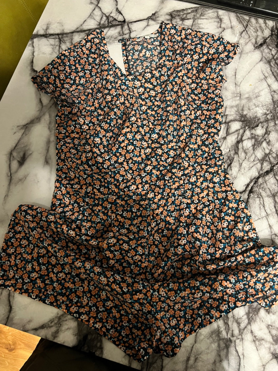 C&A Overall Blau mit floralen Mustern Größe: 38
