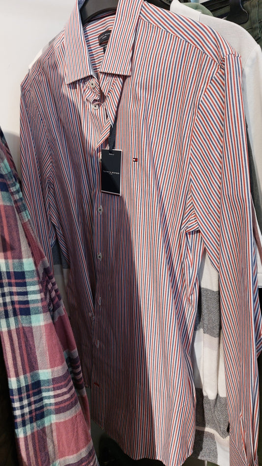 Tommy Hilfiger Hemd Rot/Blau gestreift Gr.: L