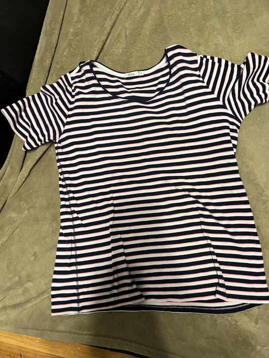 Cecil T-Shirt Gestreift (blau, weiß, rot) Größe: M