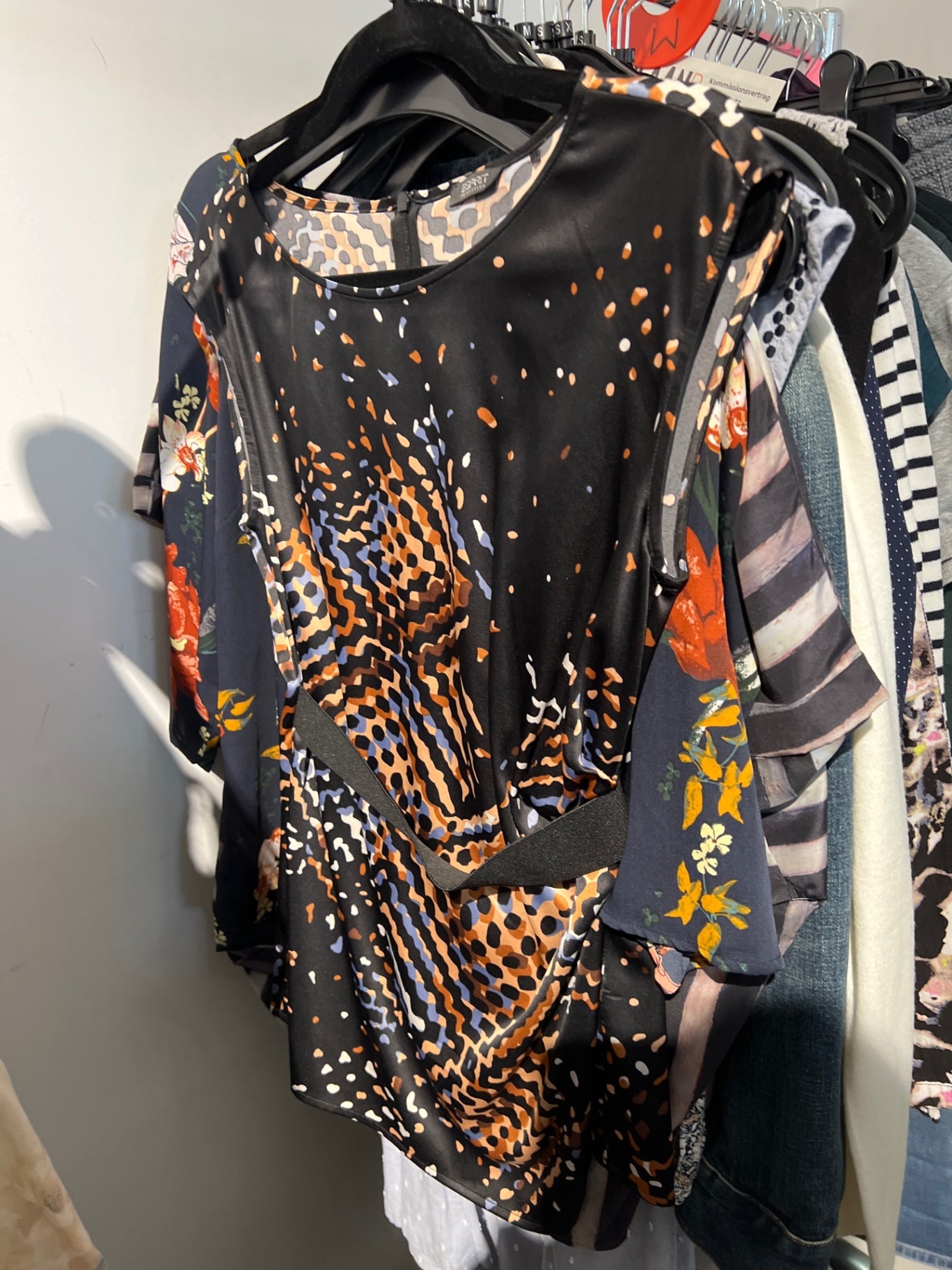 Esprit Bluse Schwarz Muster Größe: S