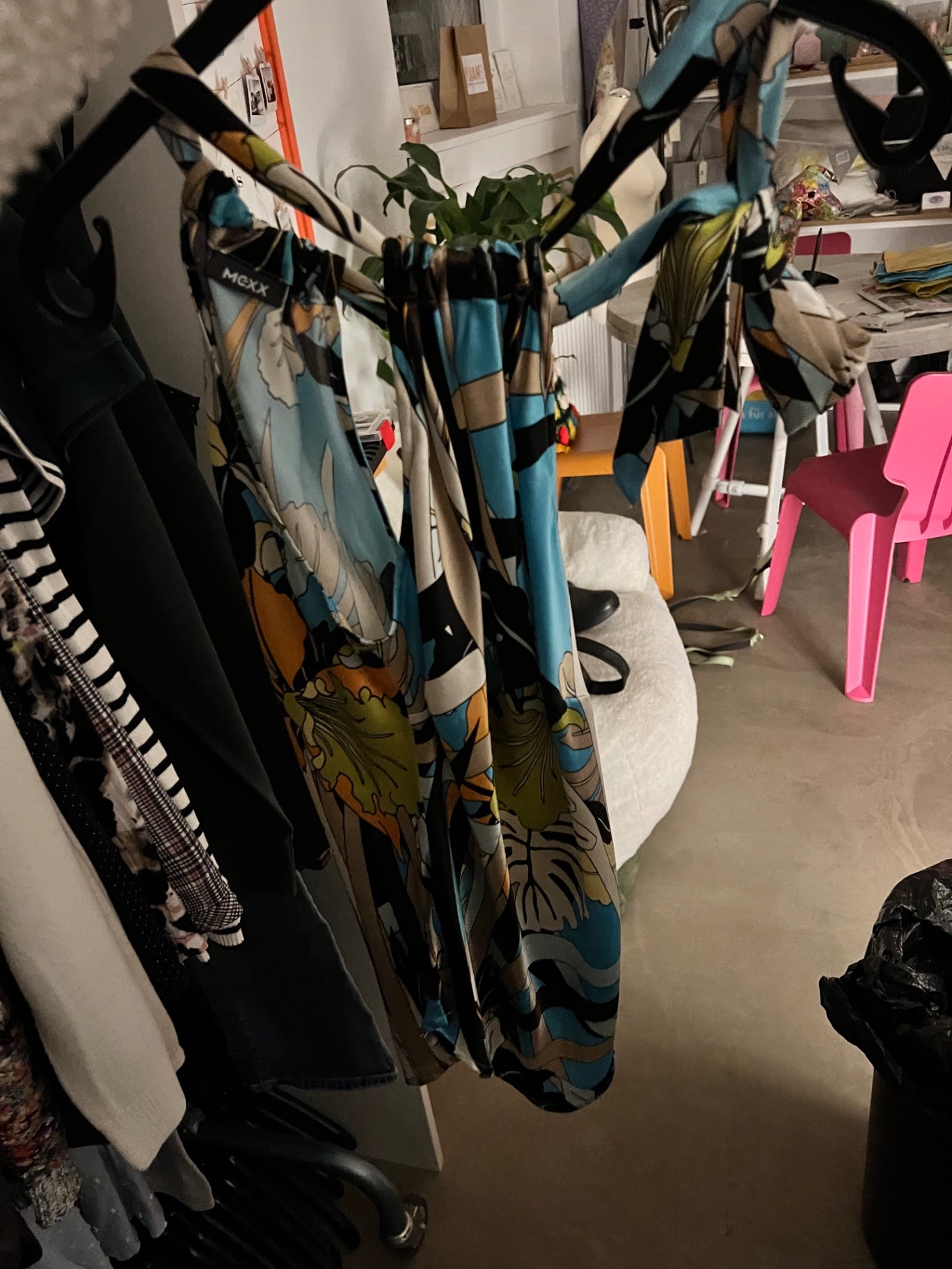 Mexx 100% Seide Top blau Größe: S