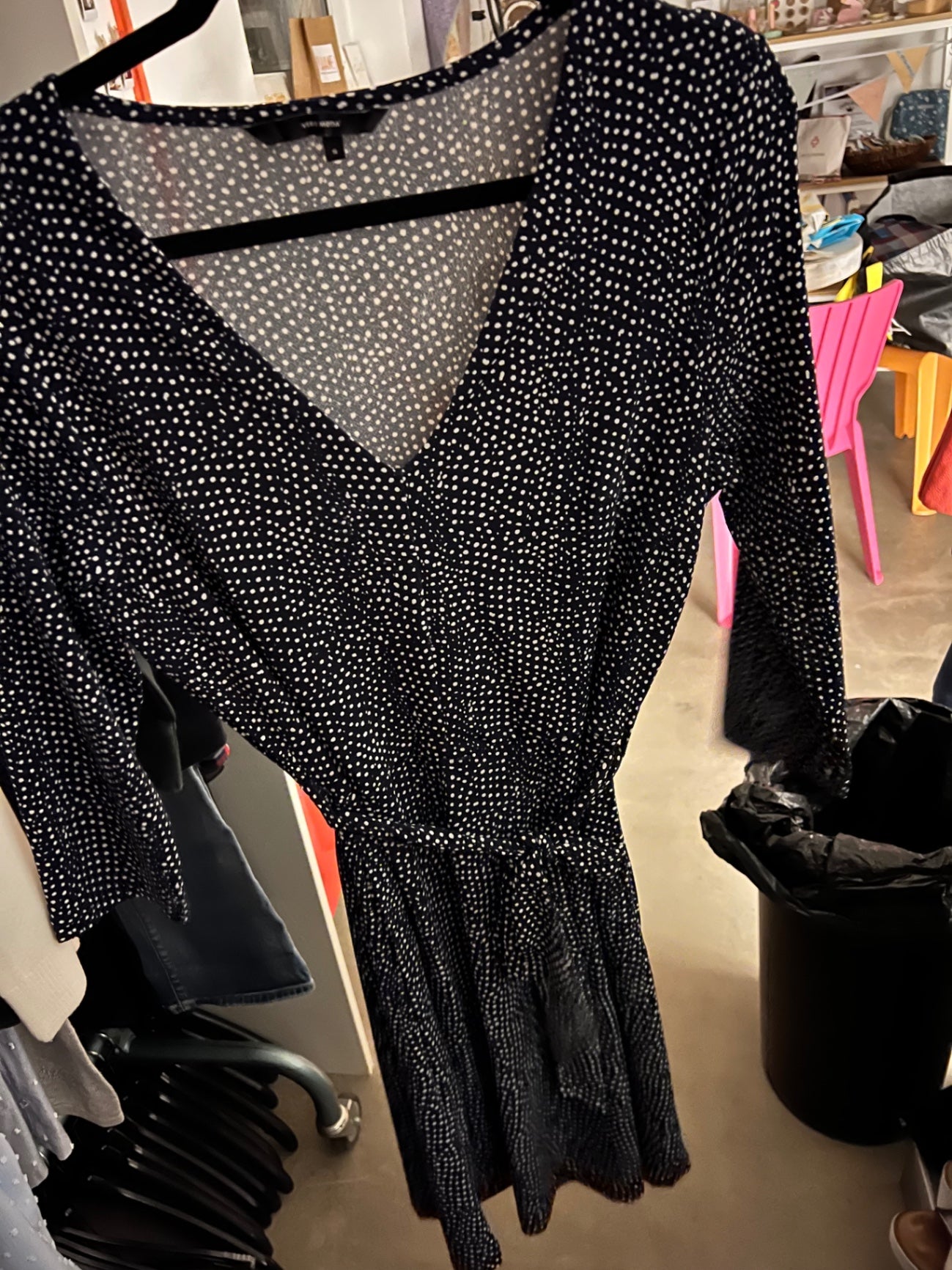 Vero Moda Kleid Navy weiße Punkte Größe: S