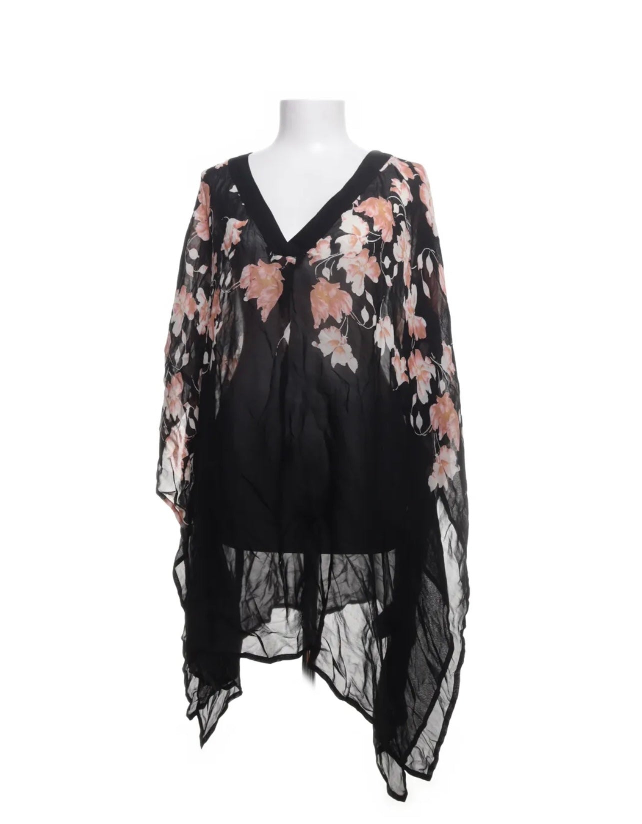 Indiska Bluse Schwarz florale Muster Größe: XL