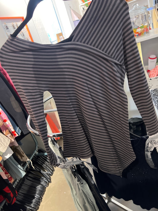 Cop Copine Langarmshirt Grau mit Streifen Größe: S