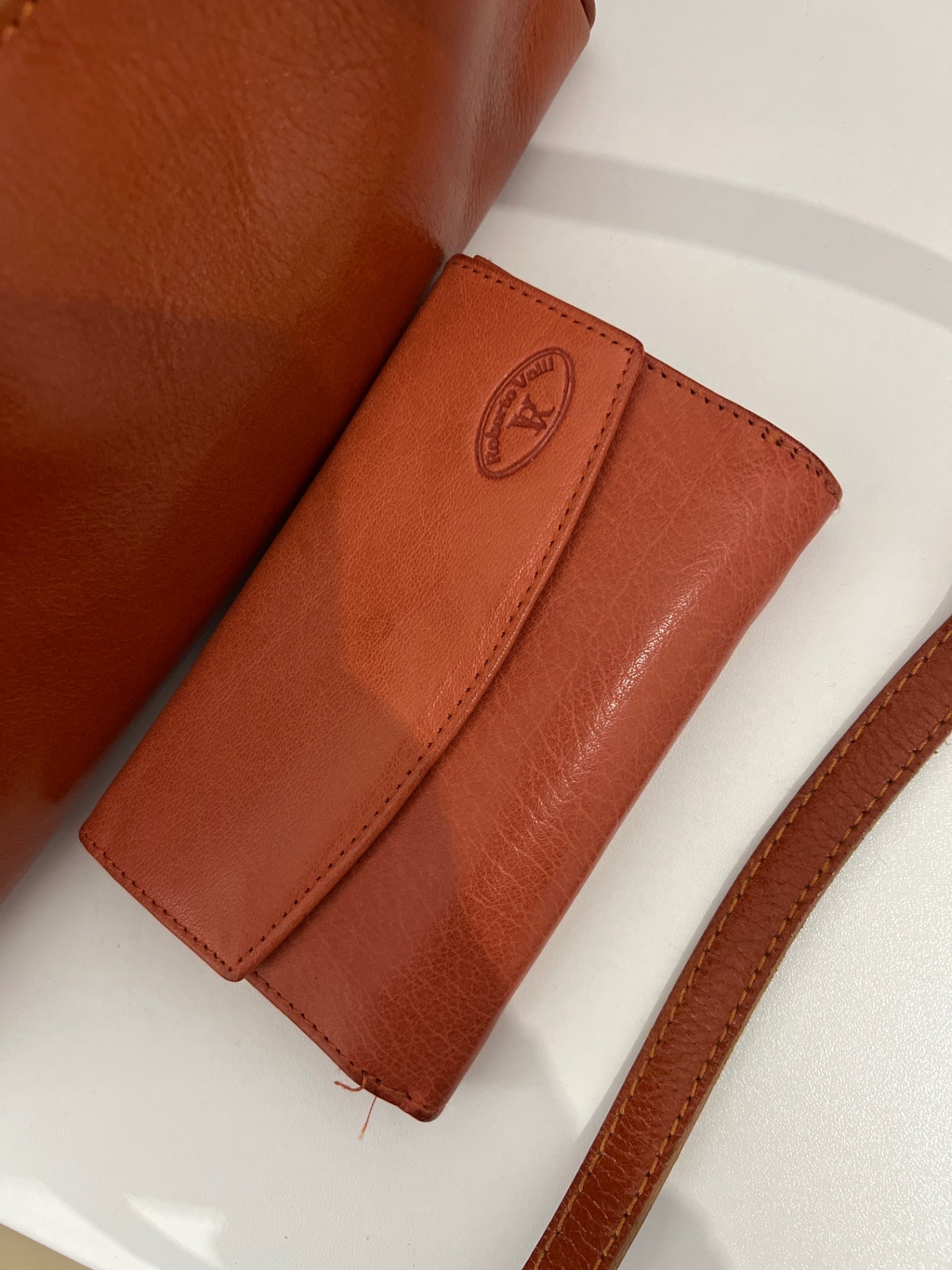 Roberto Valli Leder Geldbörse Rotbraun