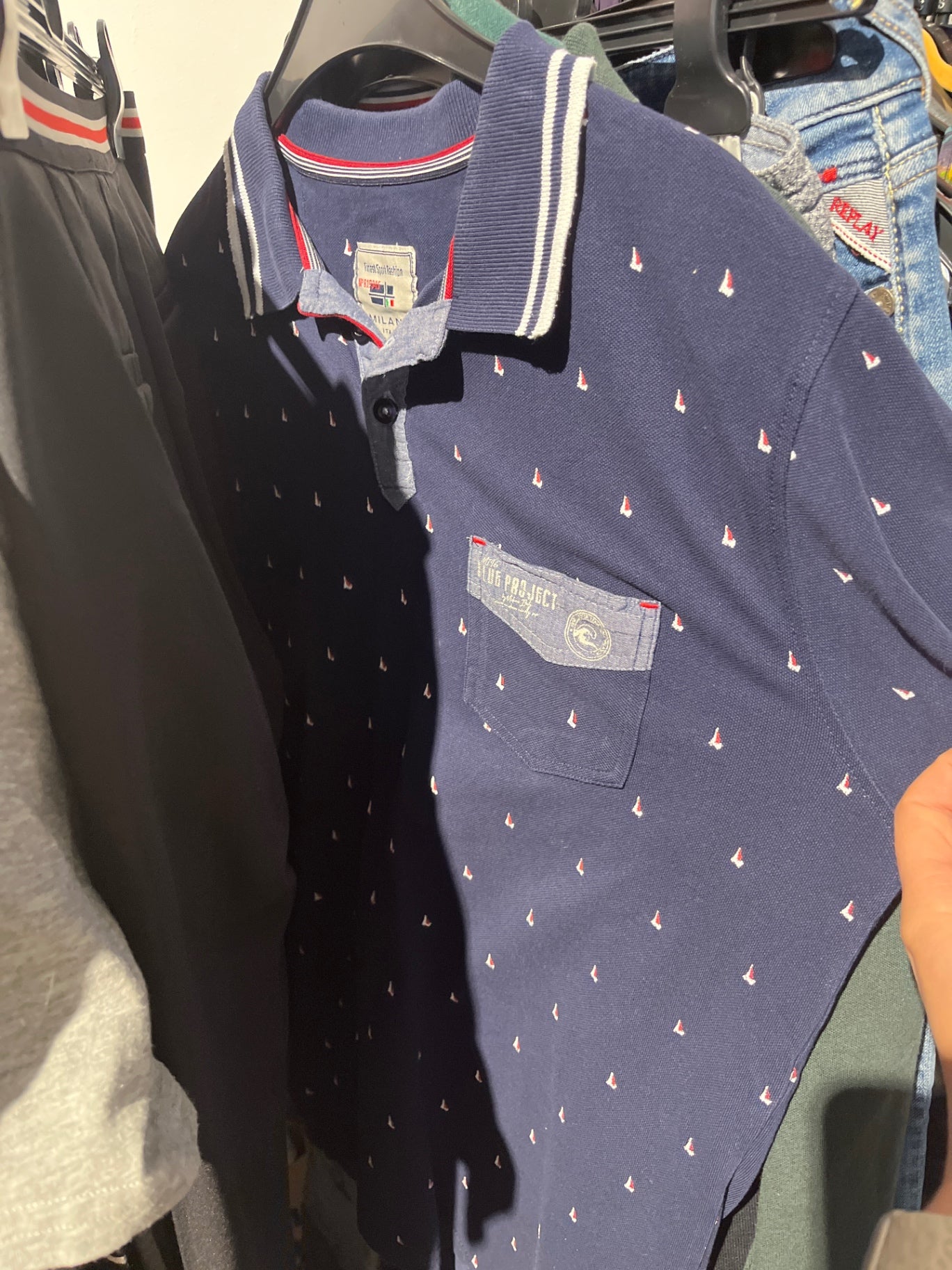 Milano Poloshirt Dunkelblau, Weiss Größe: S
